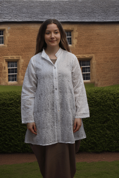 Blueberry Italia Embroidered Tencel Mid Length Shirt