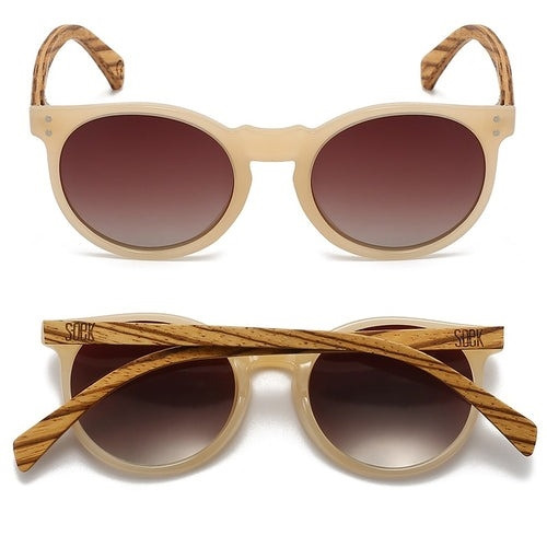 Soek Sunglasses Fraser | Nude Frame | Walnut Wooden Arms