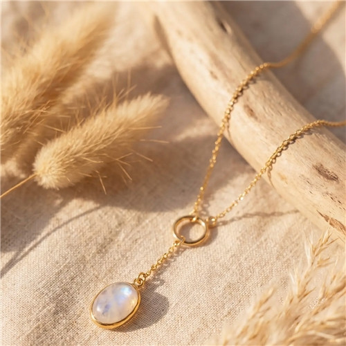 Artisans of Humunity Rainbow Moonstone Lariat Necklace
