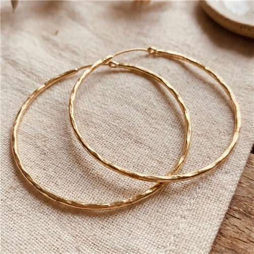Artisans of Humunity Textured Brass Boho Earrings Big Hoops
