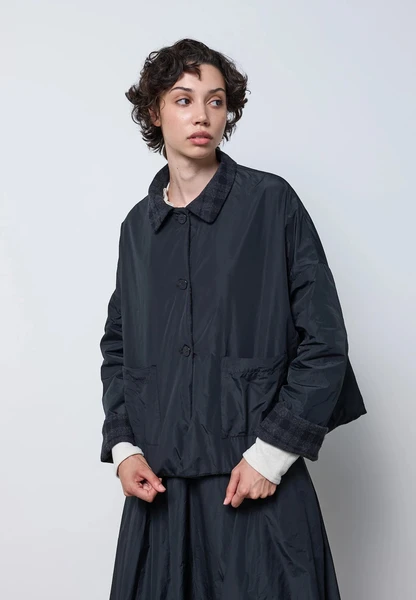 Neirami Tartan Double Faced (Reversible) Jacket - Carbon