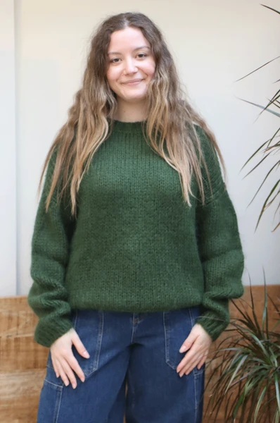 Neirami Boxy Green Mohair Jumper - Green