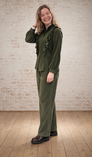 Blueberry Italia Cord Tulip Trousers - Moss