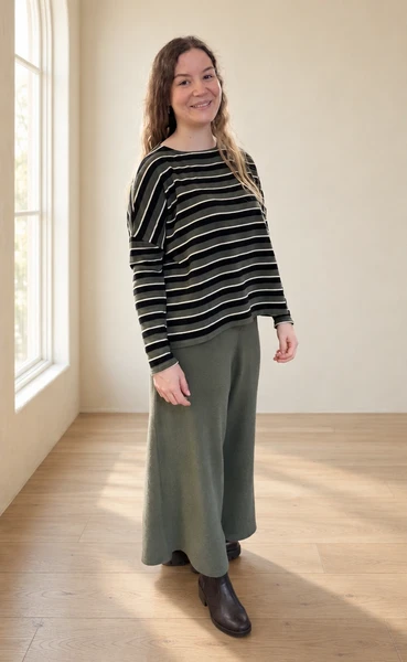 Neirami Stripe Boat Neck Boxy Sweater