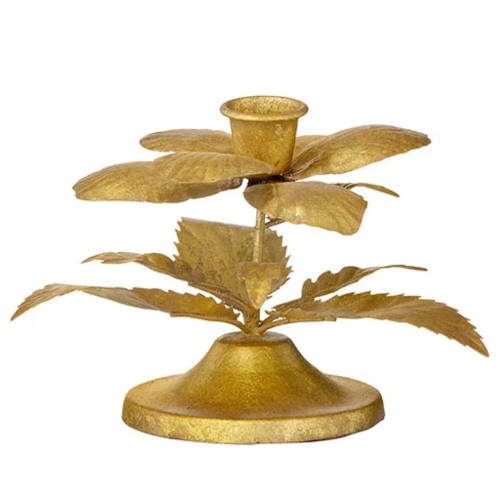 Bungalow Winter Rose Golden Candle Holder