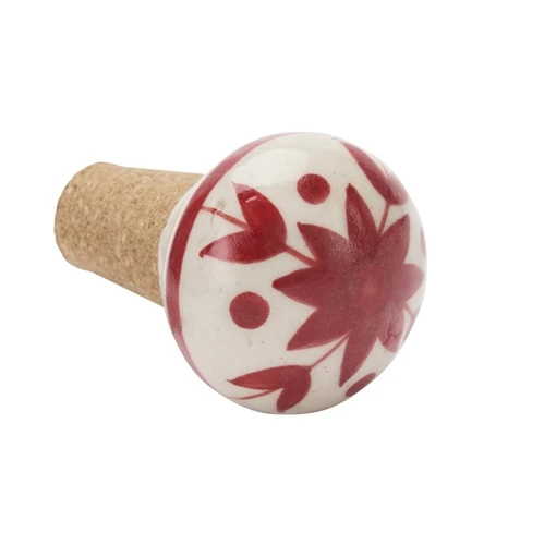 Madam Stoltz - Hand painted Stoneware Bottle Stopper - RED