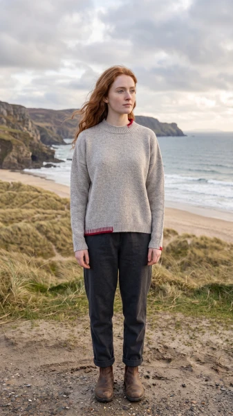 Fisherman Out of Ireland Ladies Sweater - Museli/Robin