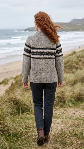 Fisherman Out of Ireland Knitted Ladies Merino Wool Sweater - Stony Ground