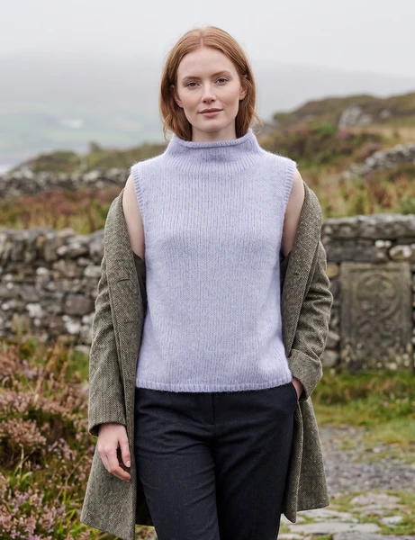 Fisherman Out of Ireland Knitted Ladies Tank - Forget me Not