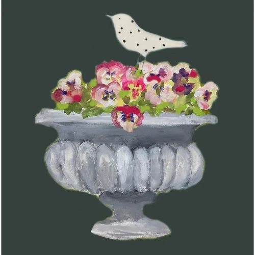 Print Circus Marigolds with Stone Planter