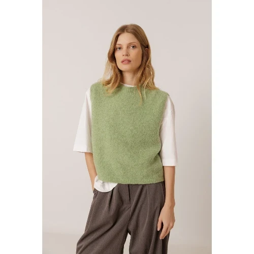Indi & Cold Boxy Vest with Mohair - Aqua
