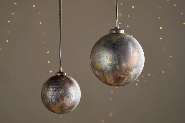 Nkuku Mavu Giant Glass Bauble (Smaller Size) - Rustic Bronze & Petrol