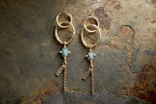 Nkuku Tumari Amazonite Earrings - Gold