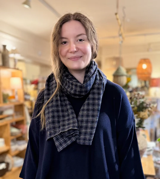 Thing Soft Check Scarf - Navy