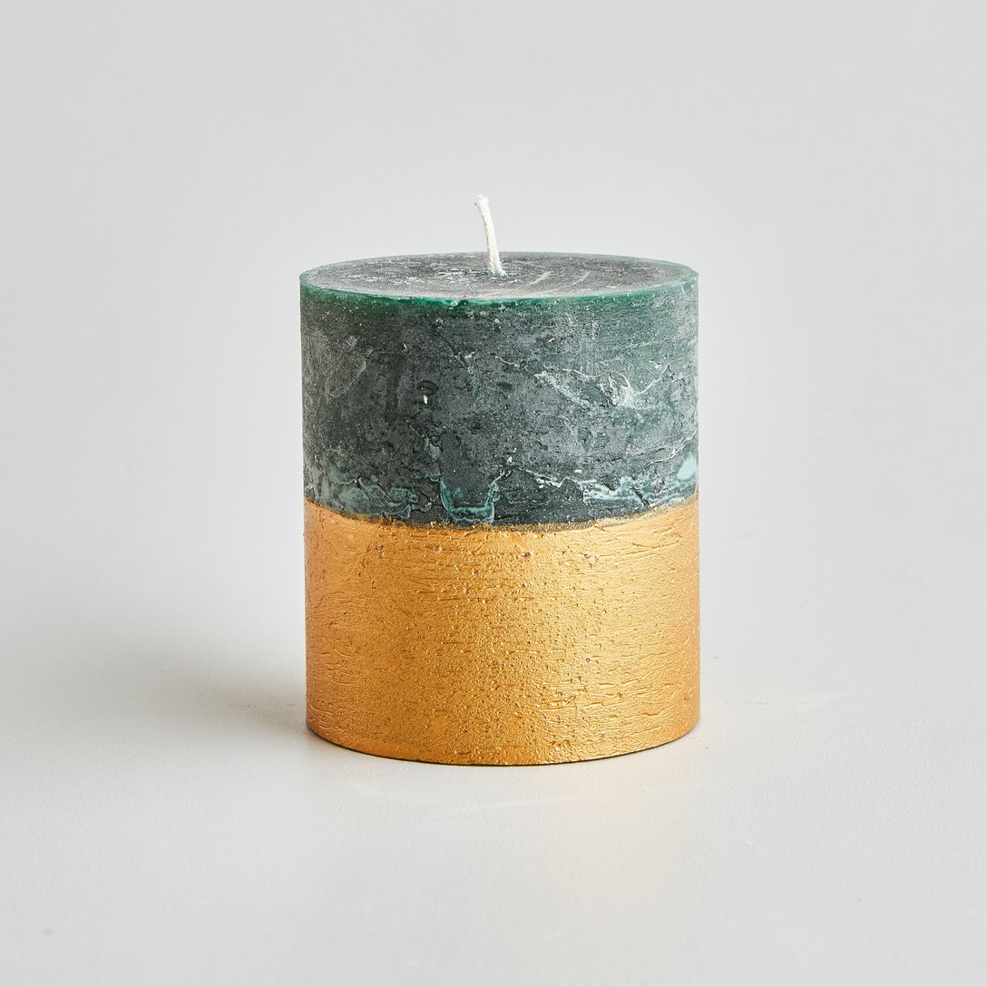 St Eval Winter Thyme Gold Half Dipped Pillar Candle