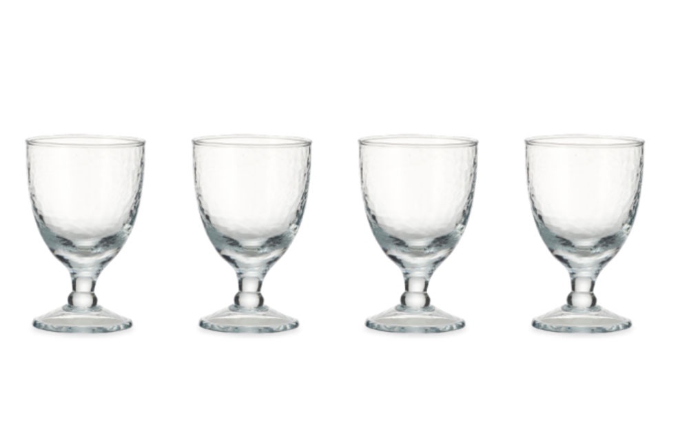 Yala Hammered Wine Glass - Clear Glass