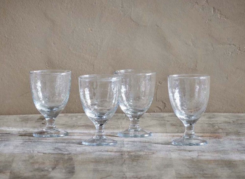 Yala Hammered Wine Glass - Clear Glass