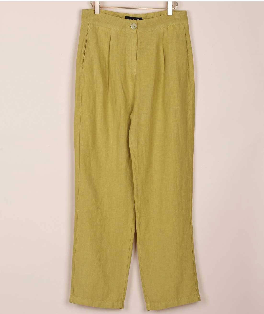 Indi & Cold Pistachio Linen Trousers - Willow Shaftesbury