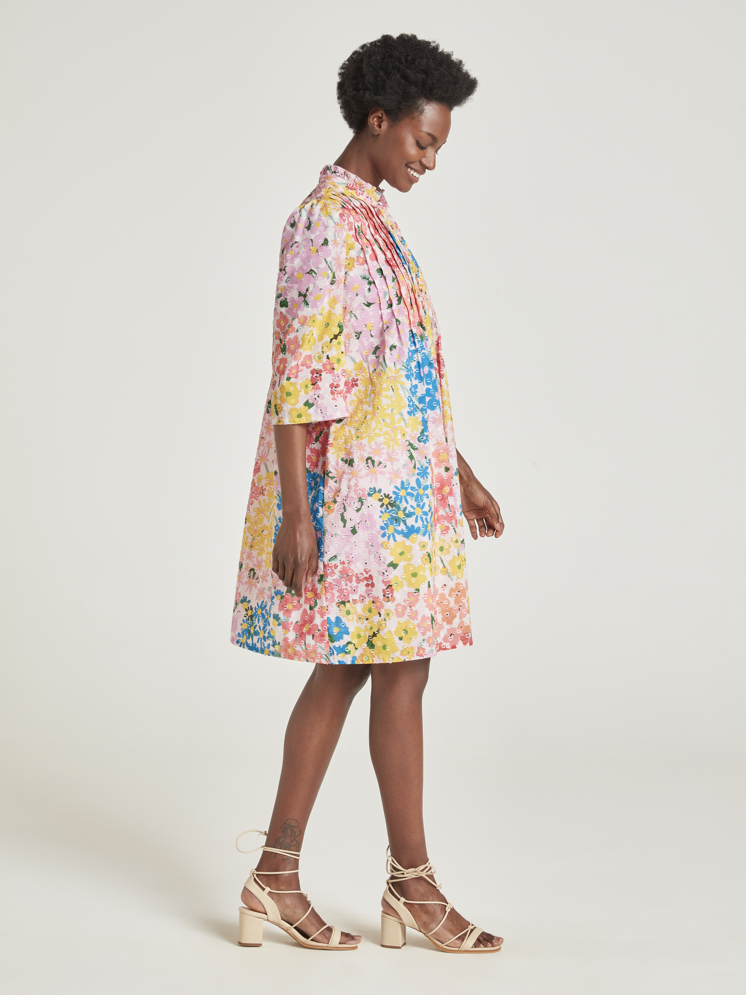 Thought Yara Organic Cotton Floral Dobby Shirt Dress - Multi