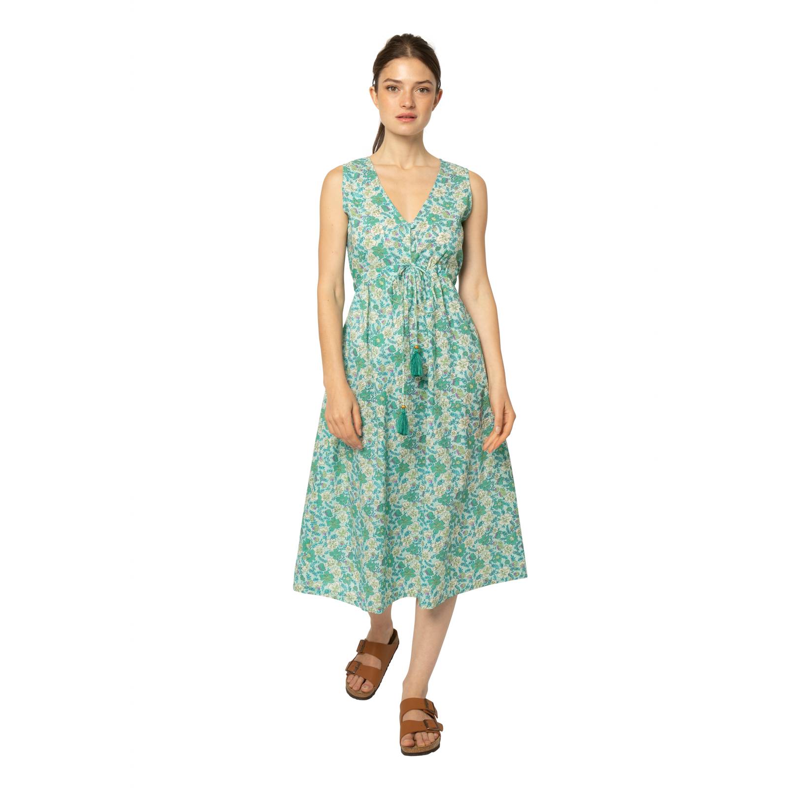 Zen Ethic Natasha Dress - Georgette - Green - Willow Shaftesbury