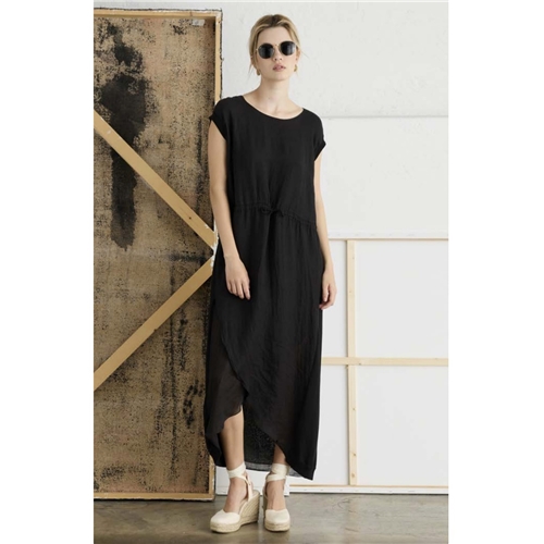 European Culture Black Long Dress