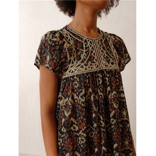 Indi & Cold Chevron Detail Embroidered Dress
