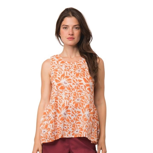 Zen Ethic Maya Top Lily Block Print - Orange