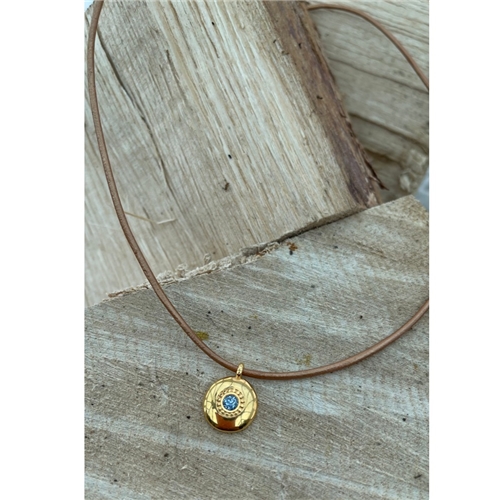 Willow Natural Sparkle Shield Copper Leather Necklace