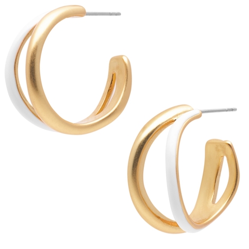 Sence Enamelove earrings brilliant white and matt gold plated