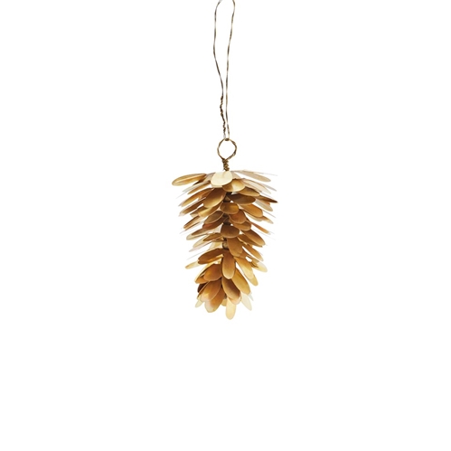 Madam Stoltz Hanging Brass Pine Cone Decoration