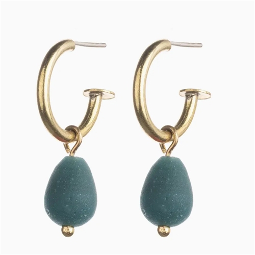 Just Trade Egyptian Glass Green Bead Earrings