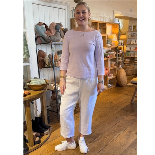 Cut Loose Capri Pant - White Linen