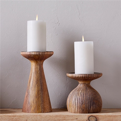 Nkuku Omari Mango Wood Candlesticks