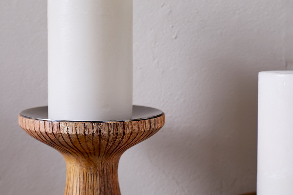 Nkuku Omari Mango Wood Candlesticks