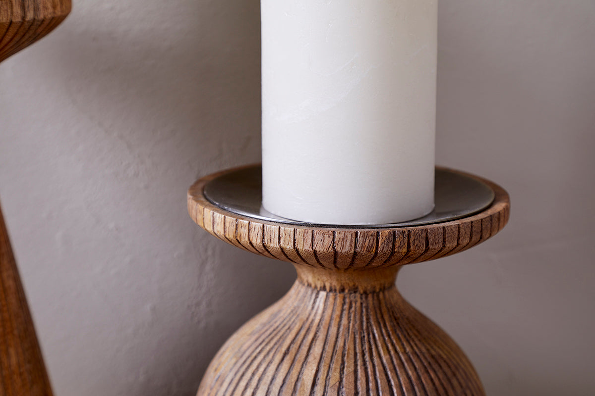 Nkuku Omari Mango Wood Candlesticks