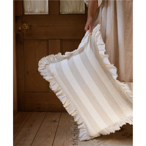 The Interiors Yard The Brighton Pavilliion Raw Edge Linen Cushion  - Taupe