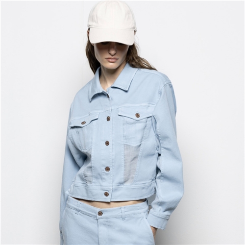European Culture Light Blue Western Cotton Jacket