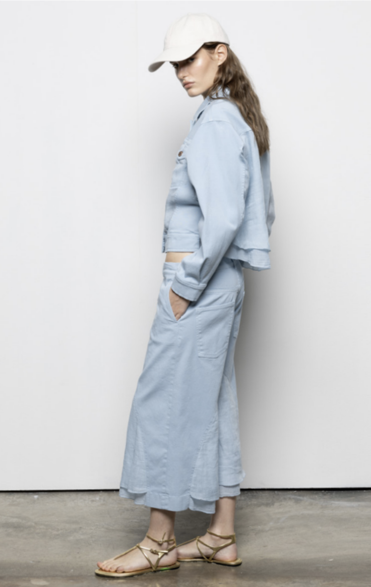 European Culture Light Blue Western Cotton Jacket