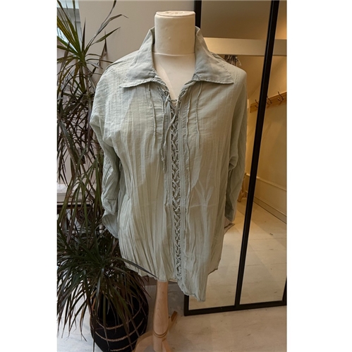 European Culture Soft Green Laced Blouse