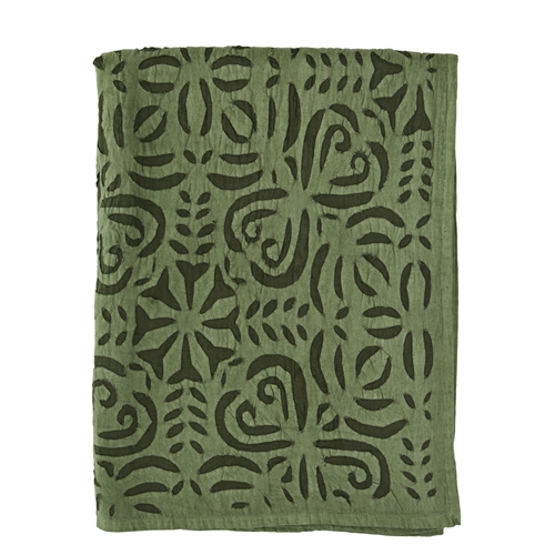 Madam Stoltz - Handmade Cutwork Throw - Olive