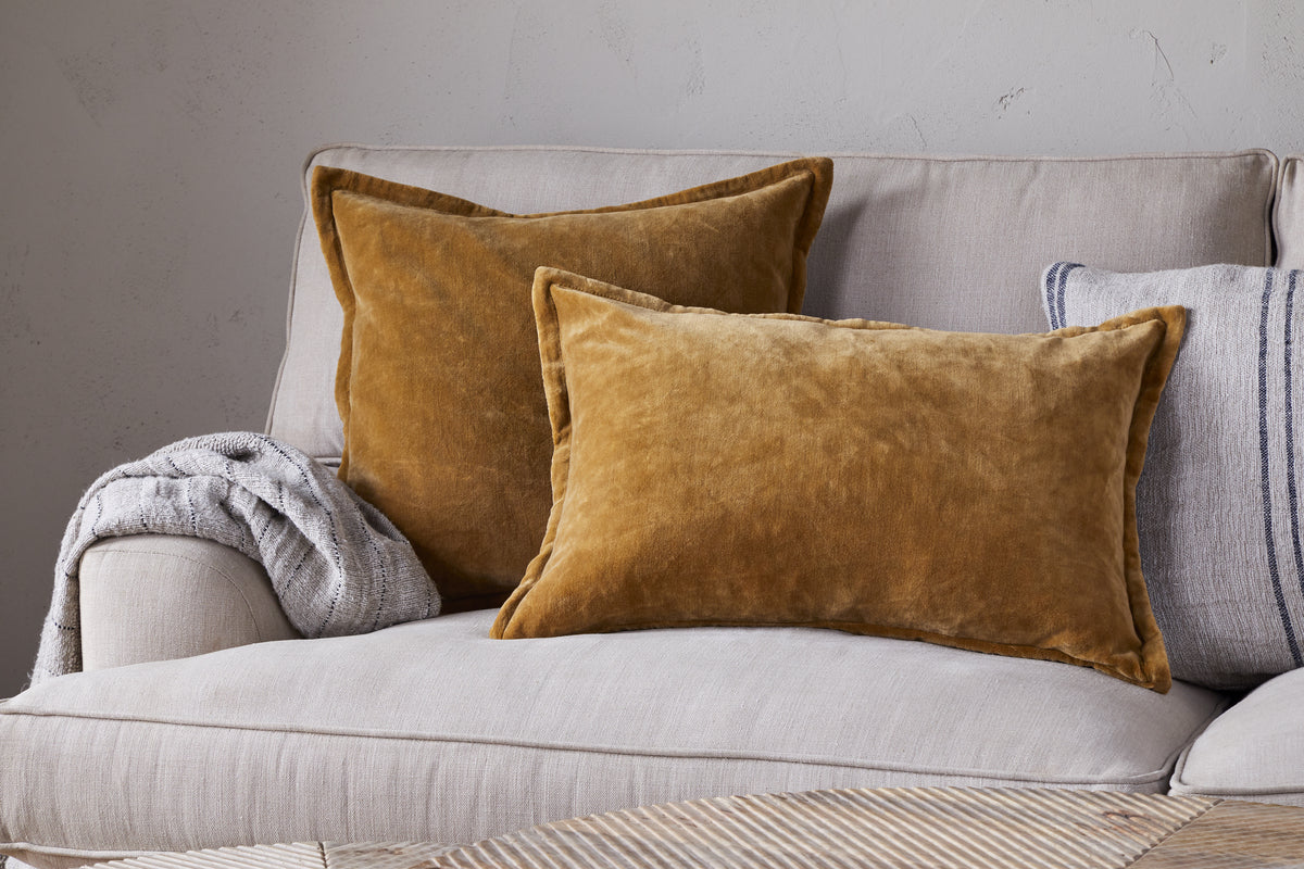 Nkuku - Sela Velvet Cushion Cover - Ochre - 50 x 50 cm