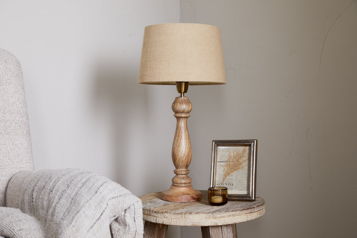 Nkuku - Usha Classic Wooden Table Lamp - Large