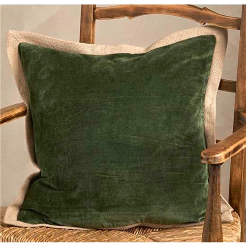 Walton Velvet Flange Cushion - Olive