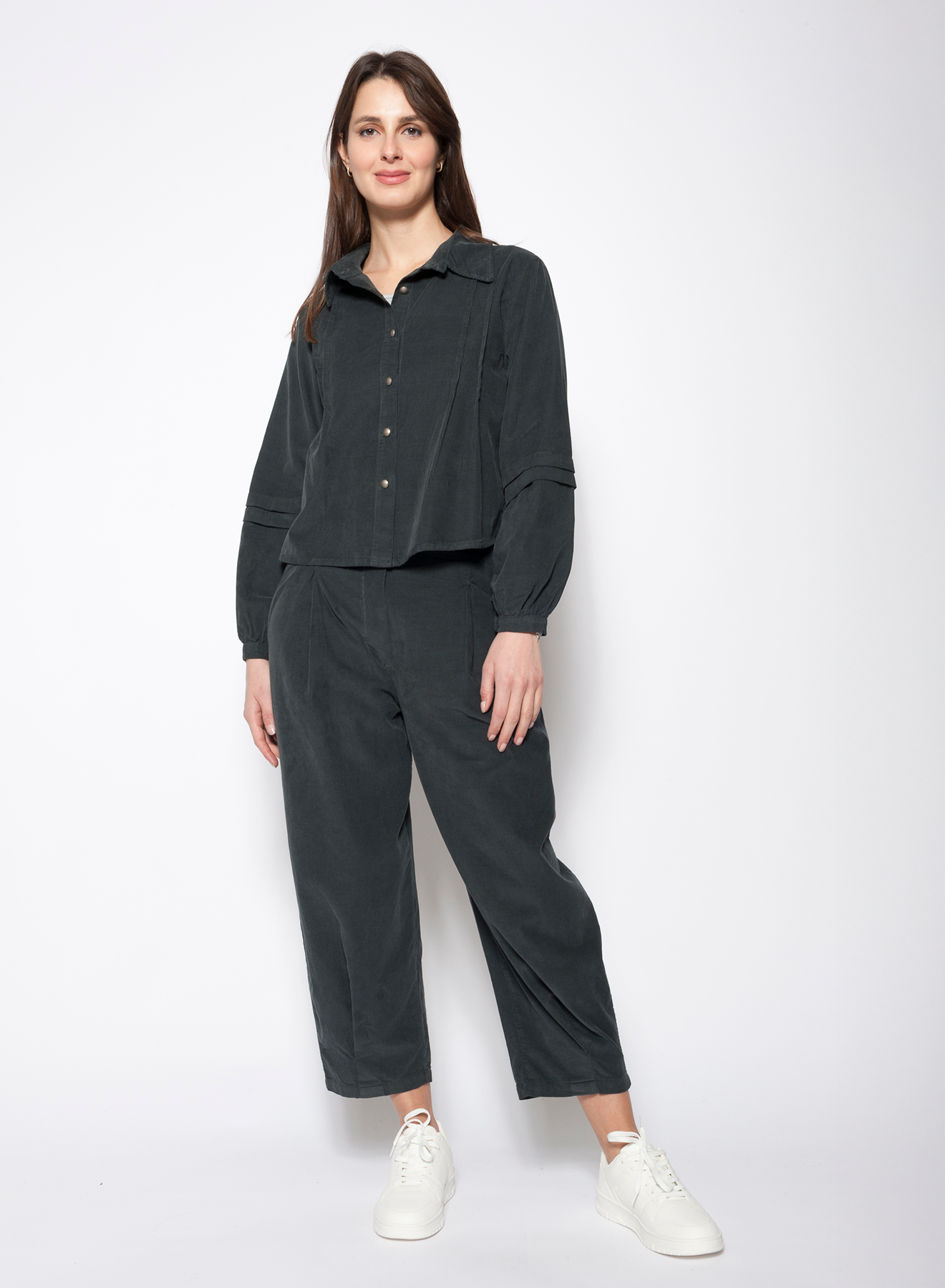 Blueberry Italia Needlecord Tulip Shaped Trousers - Anthracite