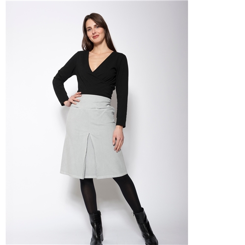 Blueberry Italia Cord Midi Skirt - Silver