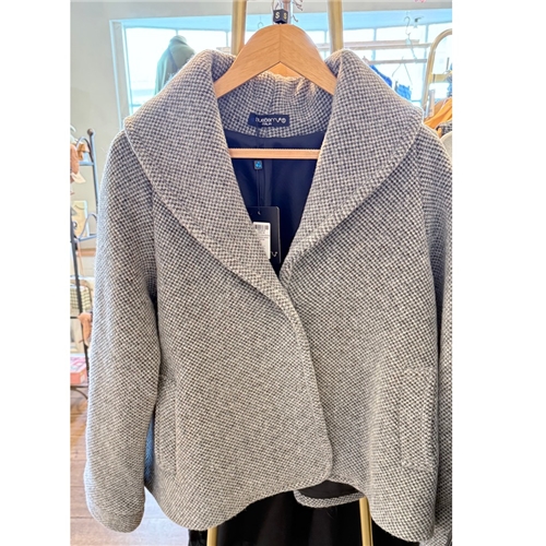 Blueberry Italia Boiled Wool Flared Jacket -Pearl