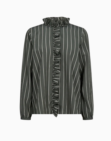 Mos Mosh Billy Stripe Ruffle Shirt - Phantom