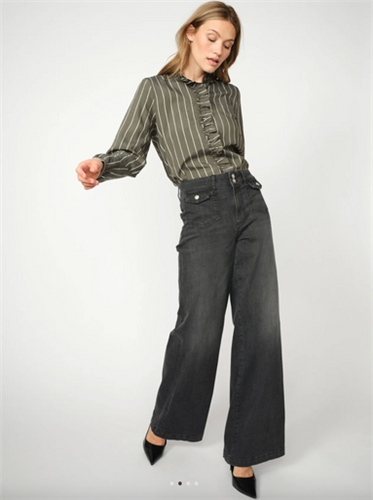 Mos Mosh Billy Stripe Ruffle Shirt - Phantom