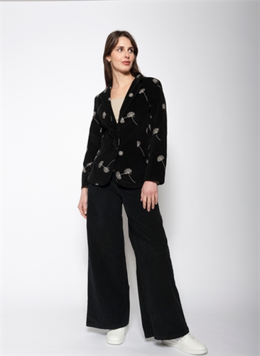 Blueberry Italia Cord Boot Cut Trousers - Black