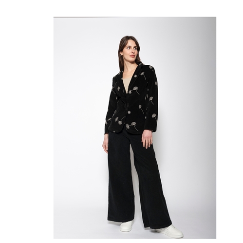 Blueberry Italia Cord Boot Cut Trousers - Black
